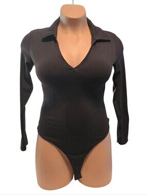 Klassy Network Black Long Sleeve Bodysuit XXL